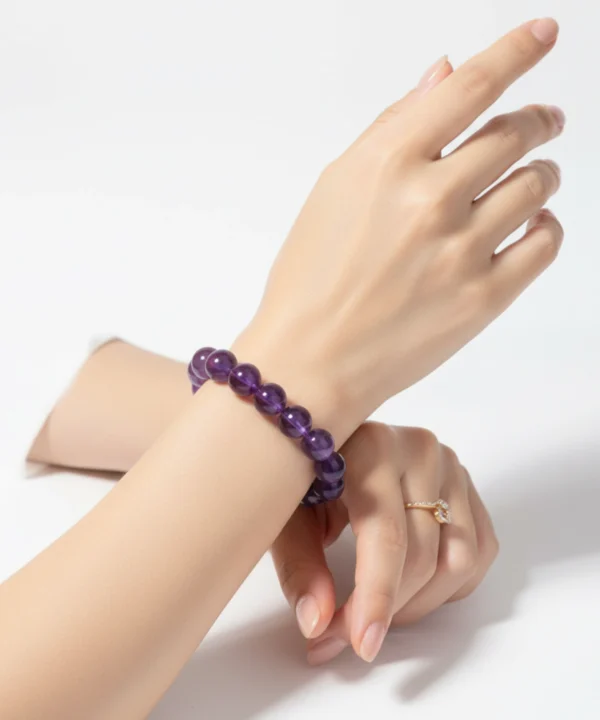 Pulseira de Ametista Natural – Versão Luxo 9–10mm