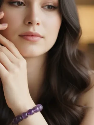 Pulseira de Ametista Natural – Versão Luxo 9–10mm