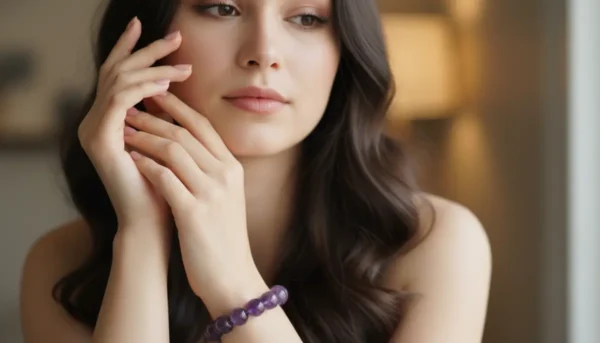 Pulseira de Ametista Natural – Versão Luxo 9–10mm